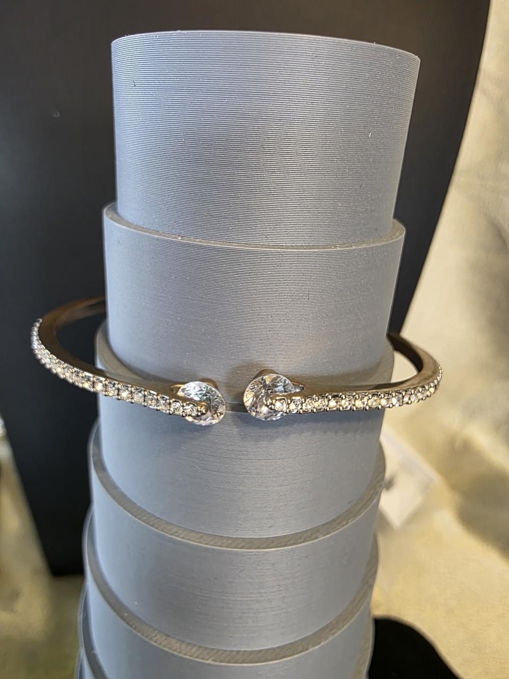 #340 Silver Crystal Open Cuff Bracelet - Women Jewelry. NWOT
